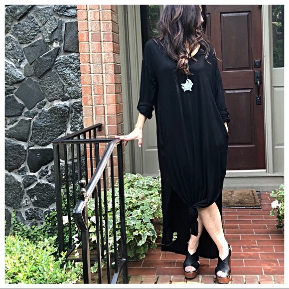 ✨LAST ONE ✨Black loose fit side pocket maxi dress - Picture 5 of 7